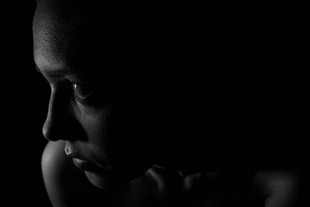 dark, face, girl